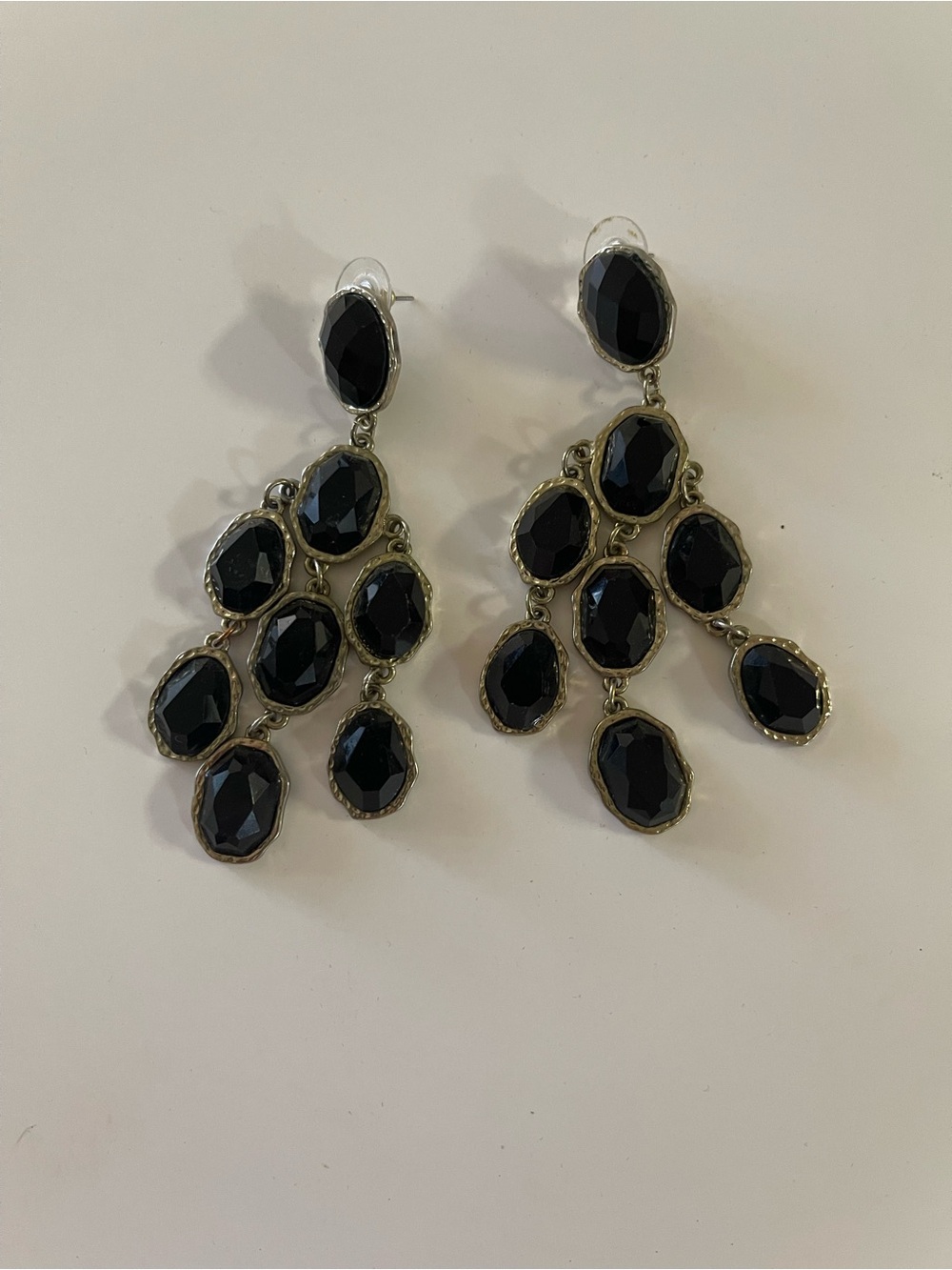 Elegant Black Faceted Drop Earrings - Statement Jewelry